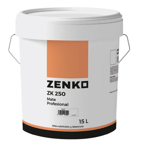 Imagen de PINTURA PLASTICA ZENKO MATE PROFESIONAL BLANCO 15L